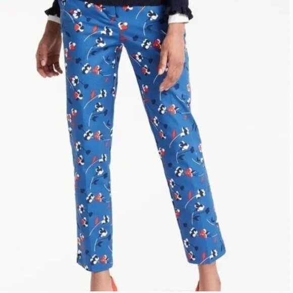 BODEN Blue Floral Richmond Ankle Pants Trousers Cotton Size 8 Long - Picture 9 of 12